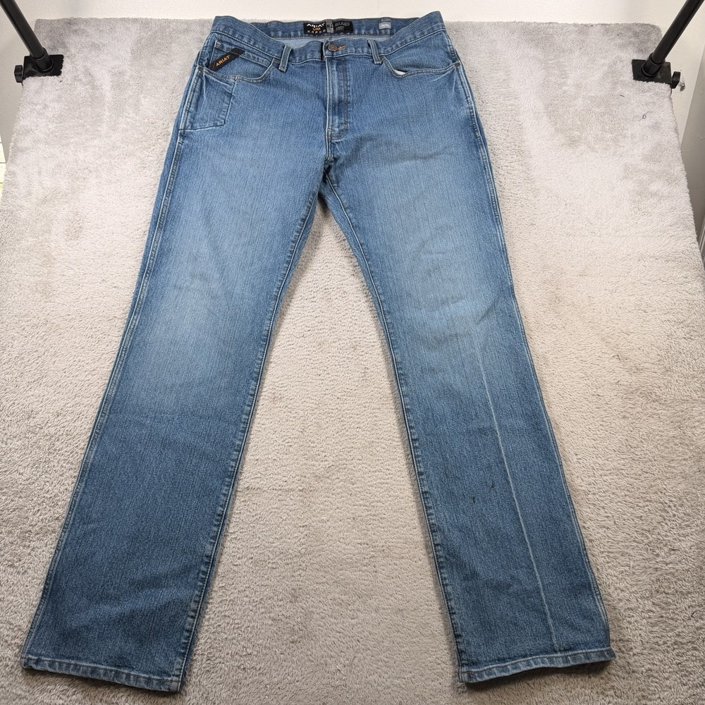 Ariat M4 Jeans Men 36x36 (Fit 36x34) Blue Denim Relaxed Boot Cut Cowboy Workwear